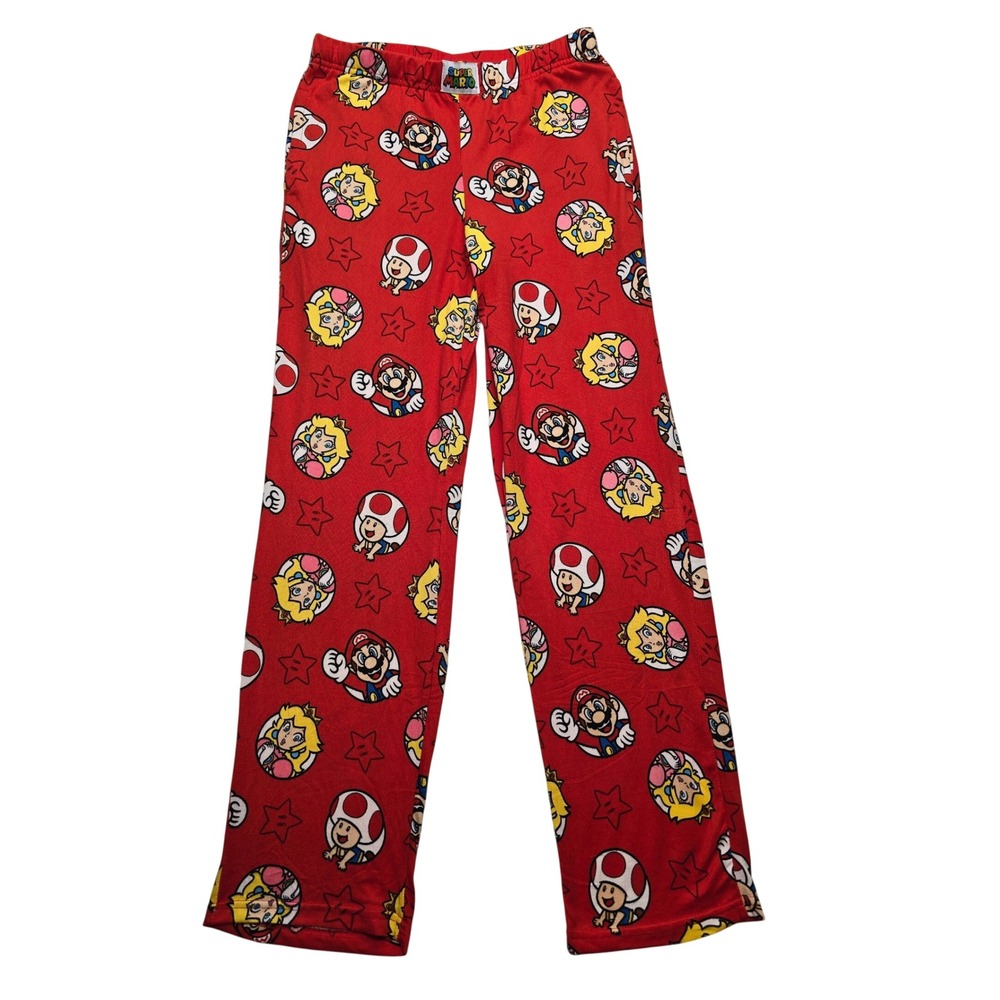 Super Mario Pajama Pants Womens XS Red Nintendo Character Print Sleepwear Lounge